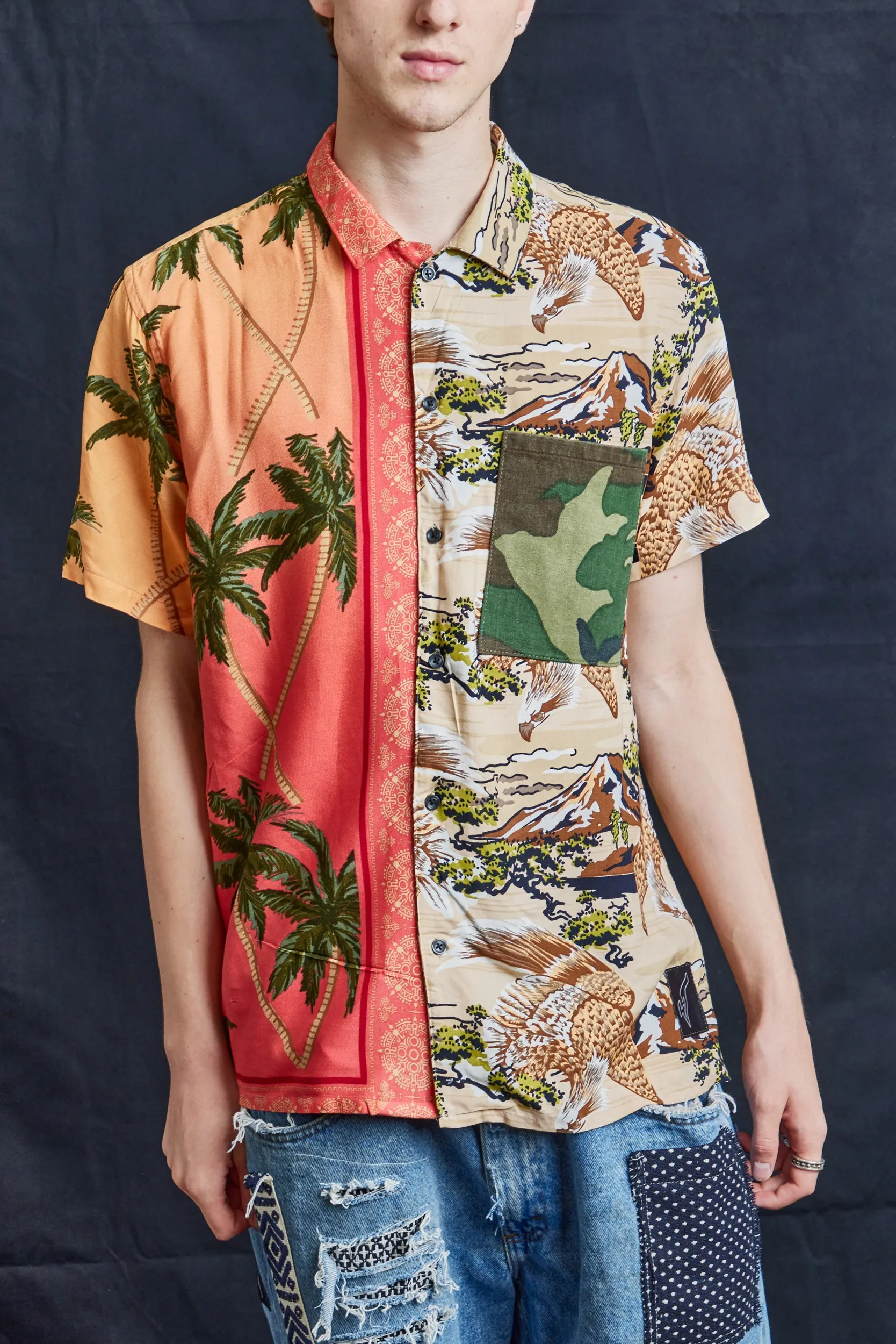 50/50 Hawaiian Shirt - Camo Palms