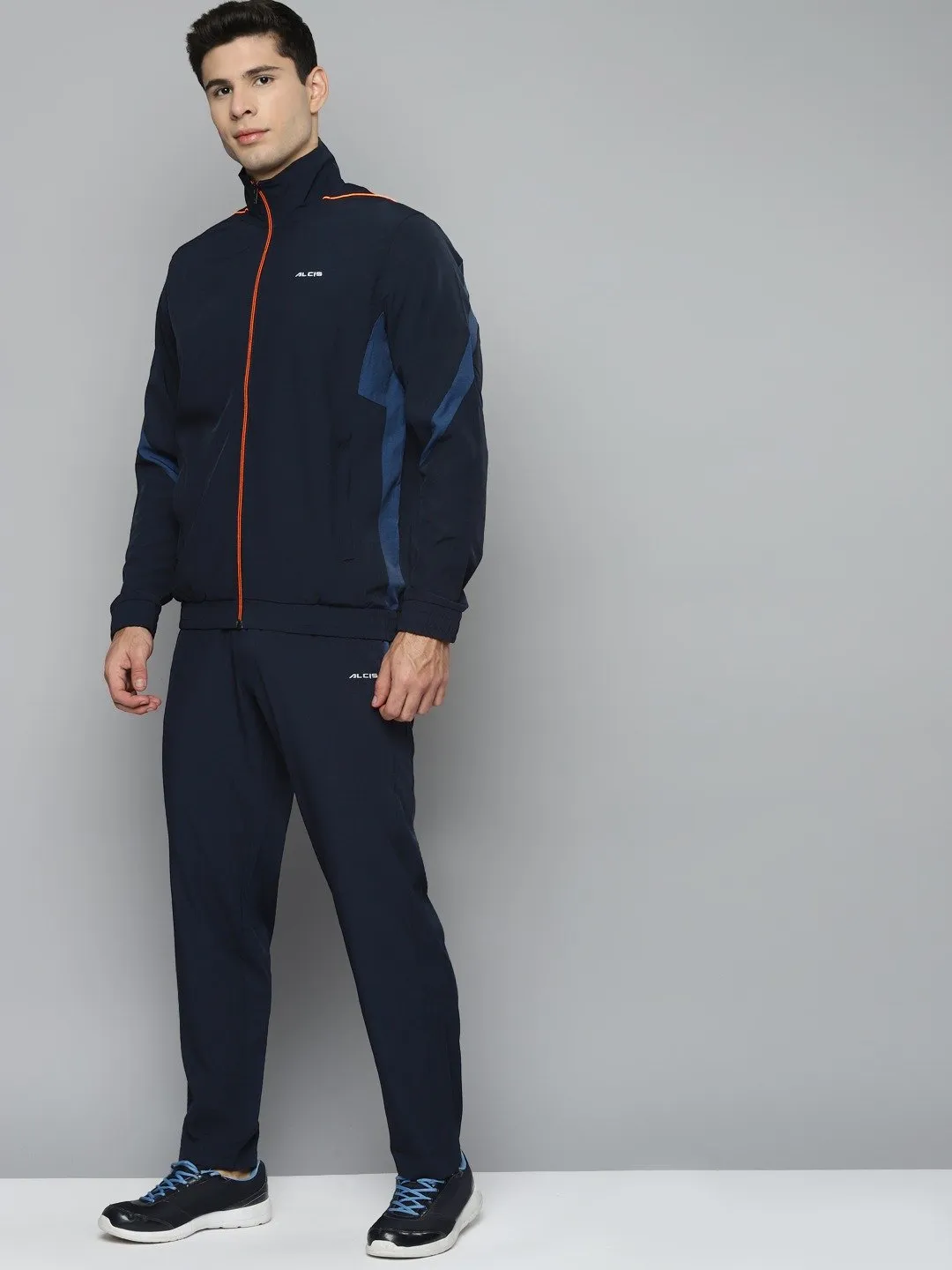 Alcis Men Colorblocked Navy Blue Track Suit