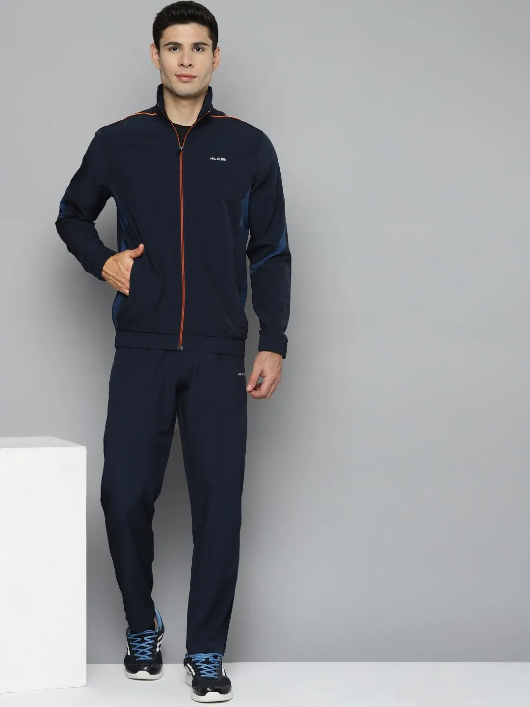 Alcis Men Colorblocked Navy Blue Track Suit