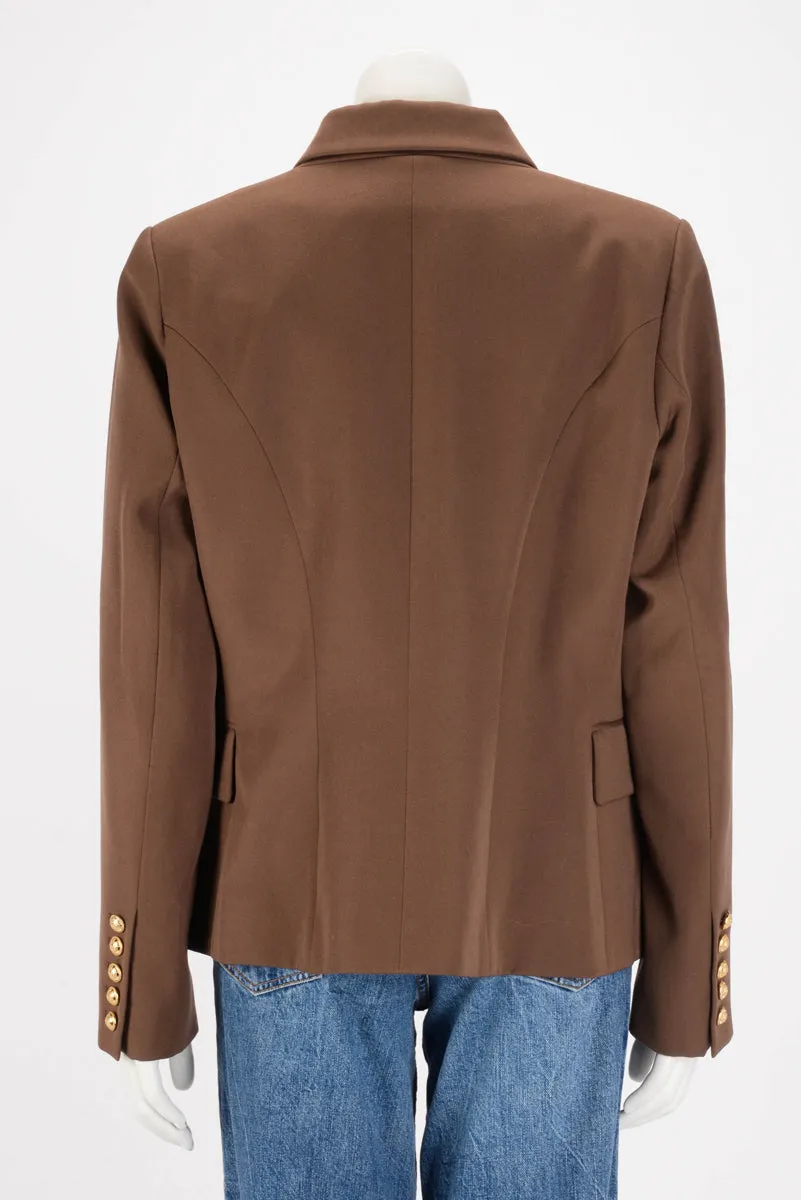 Balmain Brown Wool Classic DB Blazer FR 46