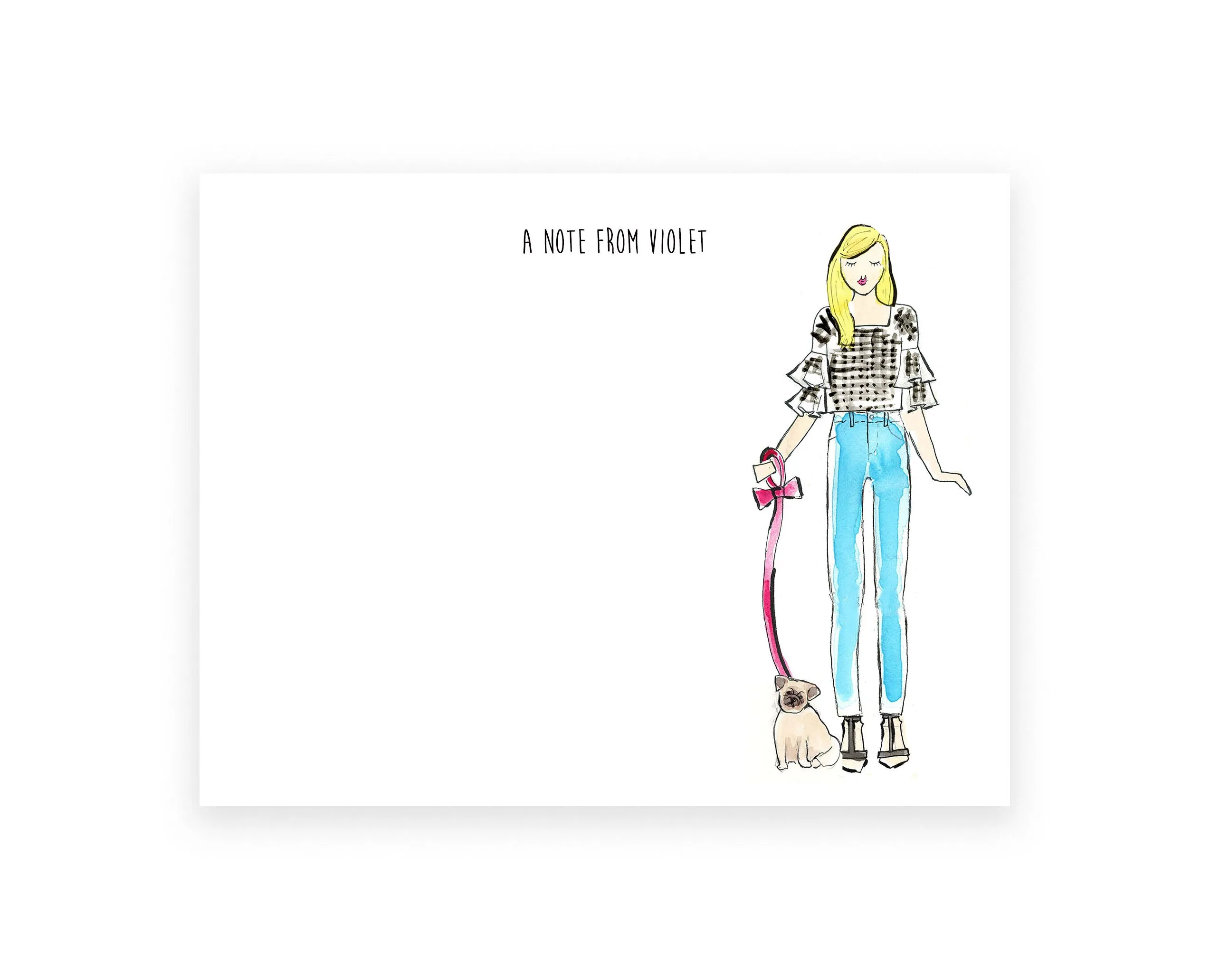 Dog Mom in Gingham  Jeans Personalized Stationery