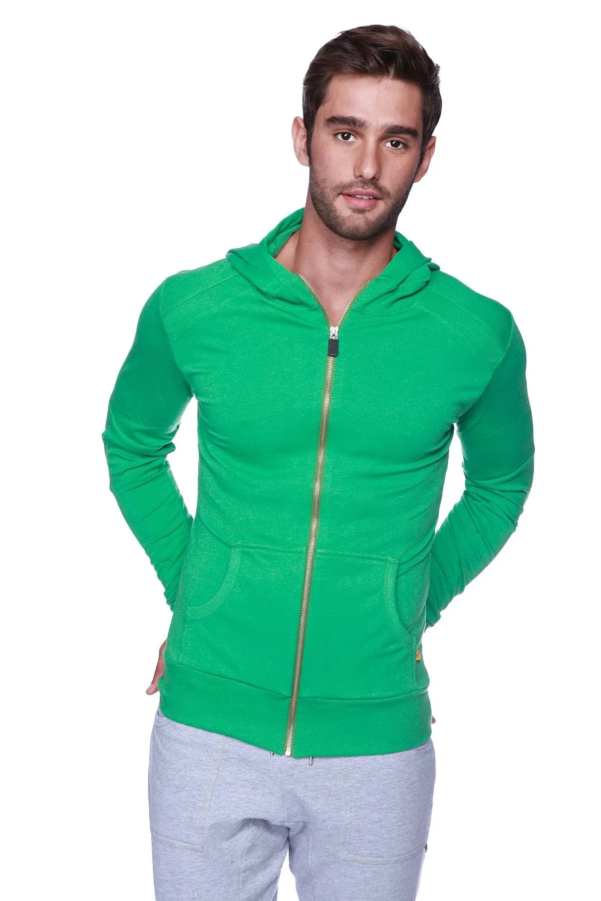 Edge Form-fit Crossover Yoga Track Performance Hoodie (Bamboo Green)