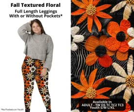 Fall Textured Floral Full Length Leggings w/ Pockets by ML&M