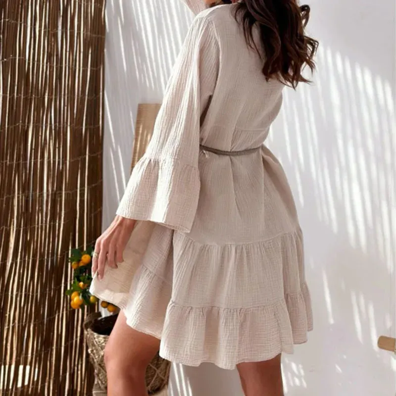 Flare Sleeve Ruffles Slim Party Casual Solid Spring Elegant Elegant Dress