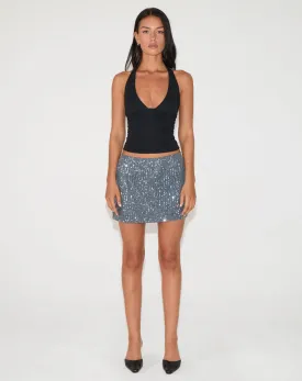 Garida Mini Skirt in Silver Sequin