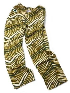 Green Bay Packers ZUBAZ Yellow Green White Vintage Zebra Logo Pants