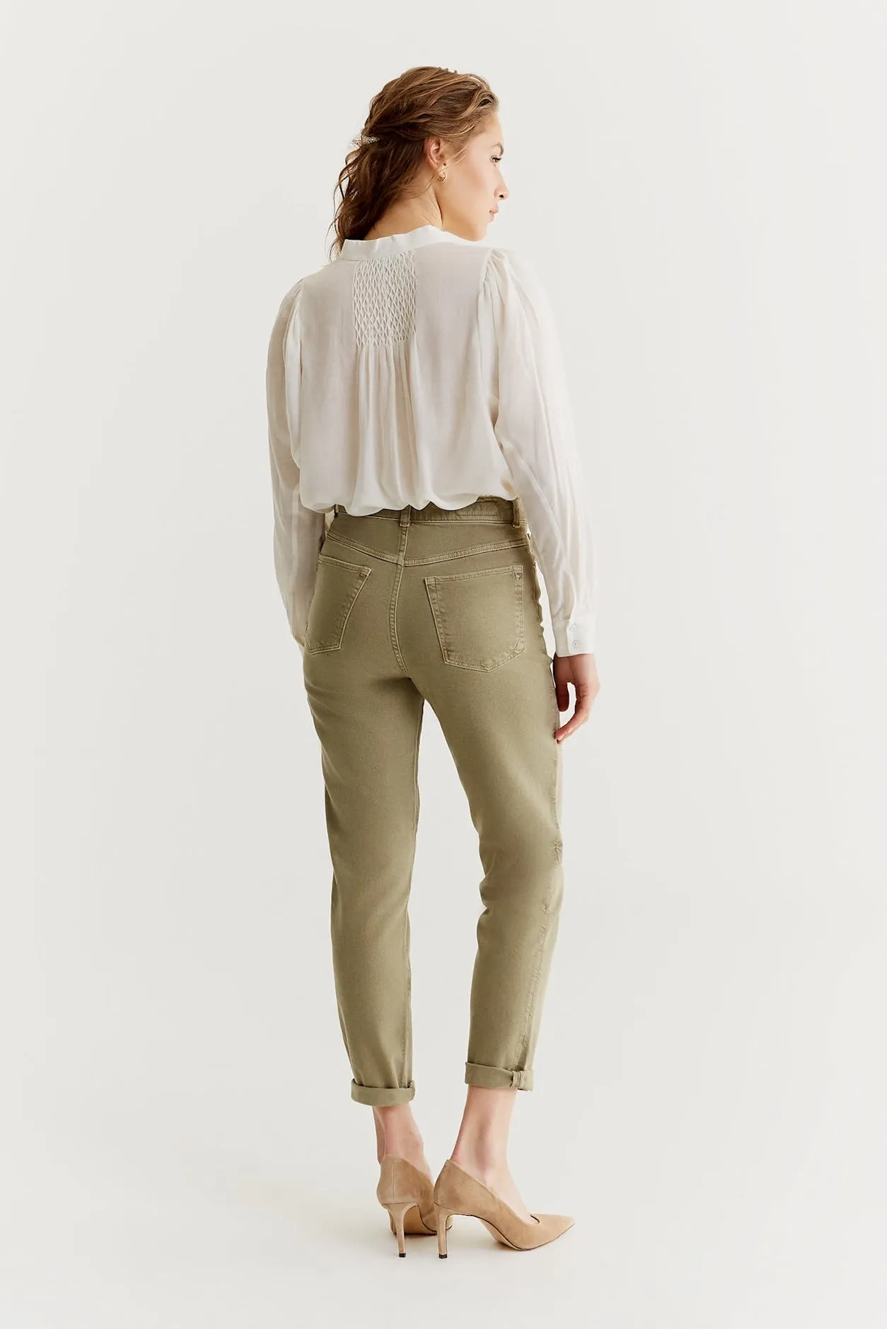 Lynn Mid Waist 5 Pocket Jeans Light khaki