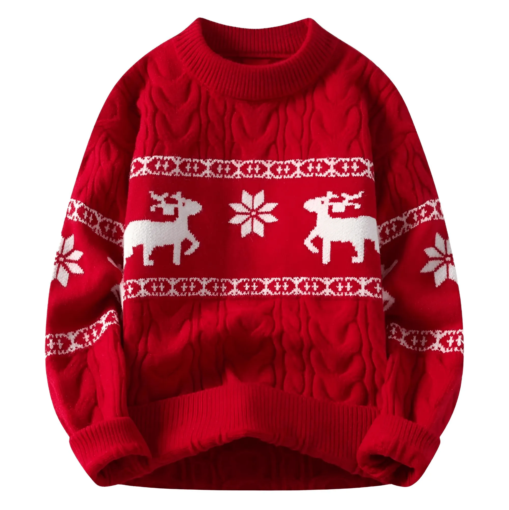 Men's Deer Christmas Jumpers High-End Luxury Cashmere Blend Sweaters Men Thick Warm Men's Sweaters