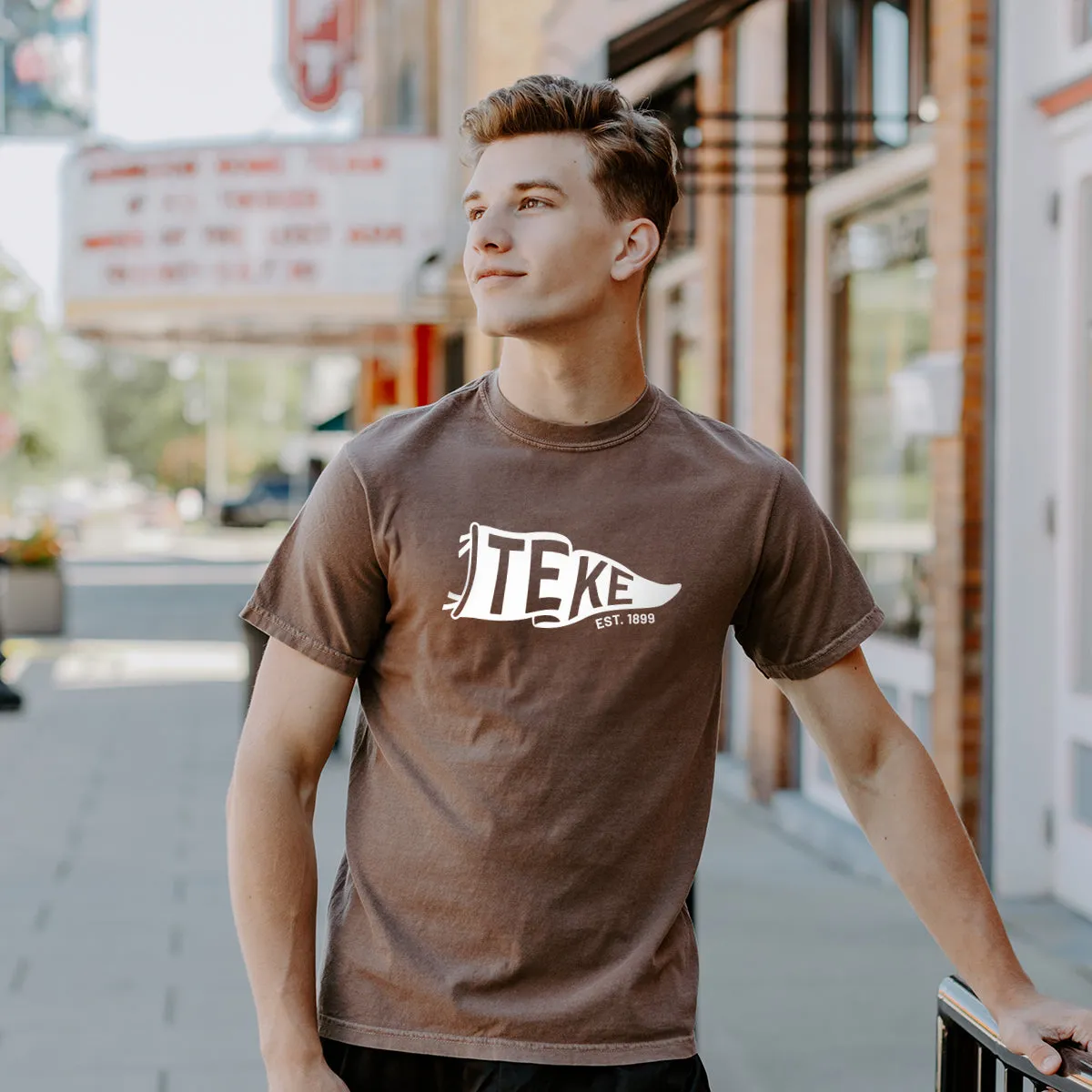 New! TKE Comfort Colors Brown Pennant Short Sleeve Tee