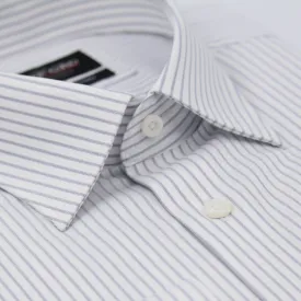 Non-Iron White with Grey Stripe Shirt