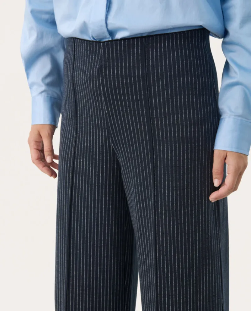 Part Two Ilisan Navy Stripe Jersey Culotte Trousers