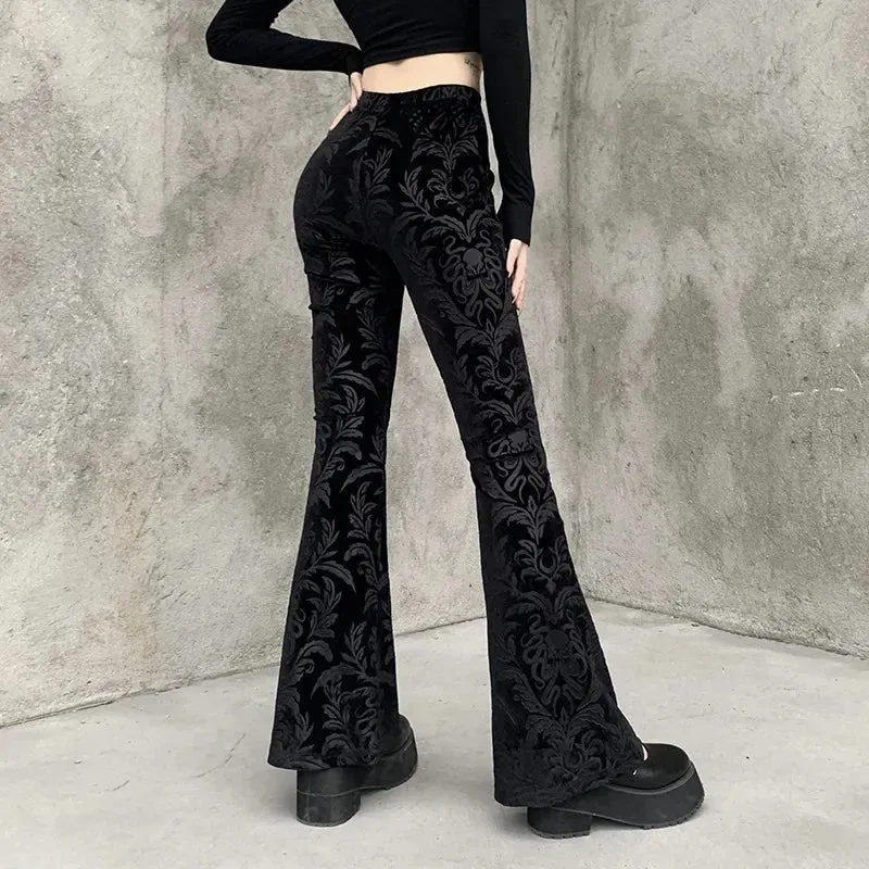 Retro Black Halloween Print Pants