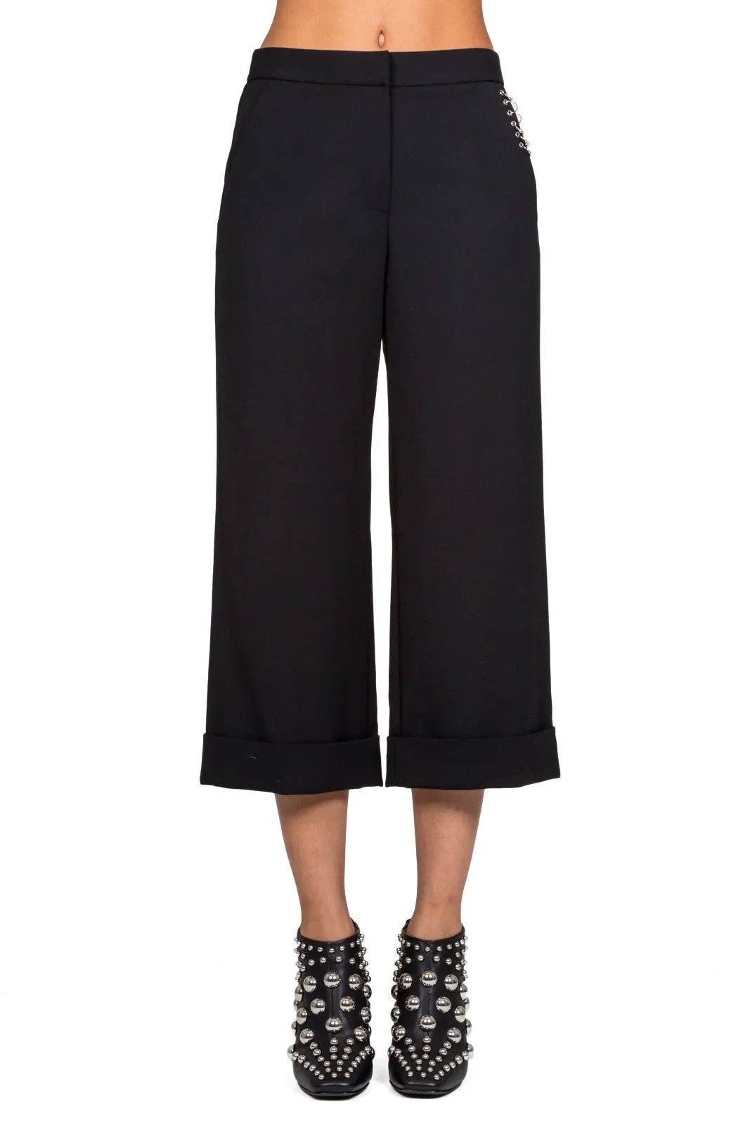 Ring Detailed Cropped Trousers