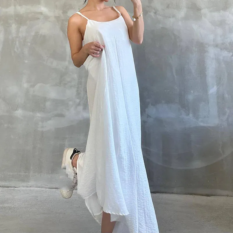 Sexy Big Hem Cotton Linen Party Dress 2024 Elegant Women Dress