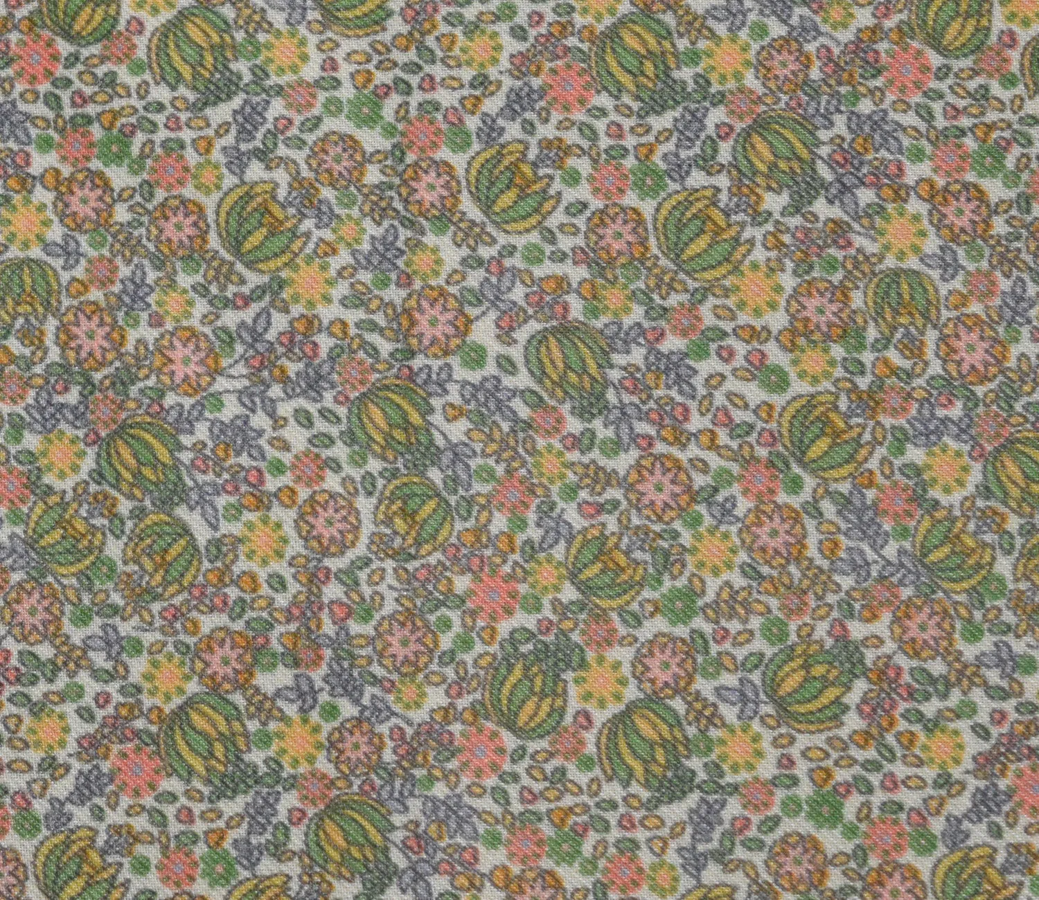 Small Floral Pattern Digital Printed Pure Pashmina Fabric Available in Pink , Green , Grey and Yellow