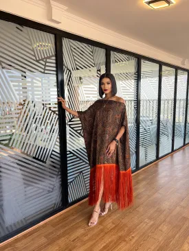 The Chantel Fringe Kaftan~Orange