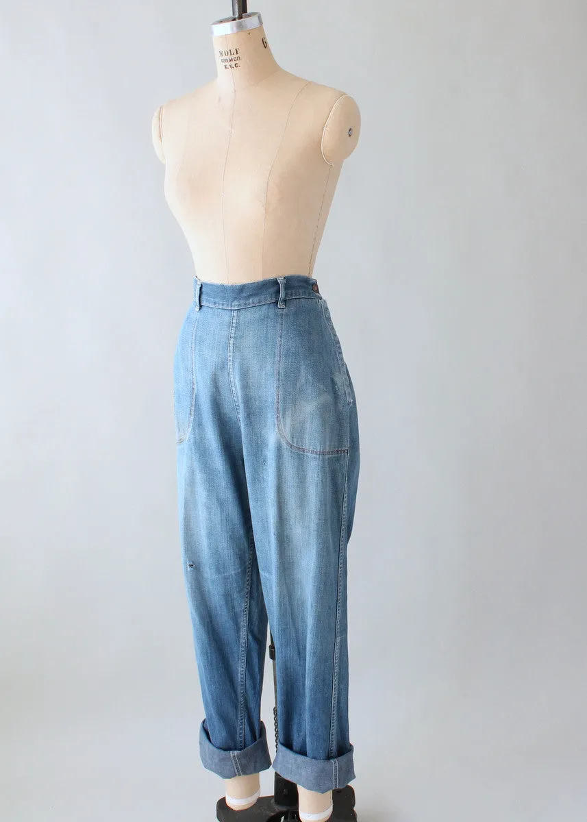 Vintage 1950s Distressed and Patched Jeans